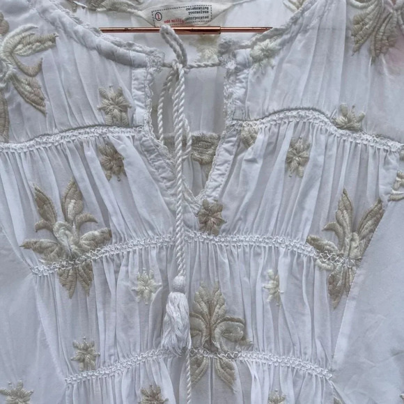 Anthropology Odd Molly Womens Embroidered Floral Mini Dress White Sz Medium - Picture 10 of 12